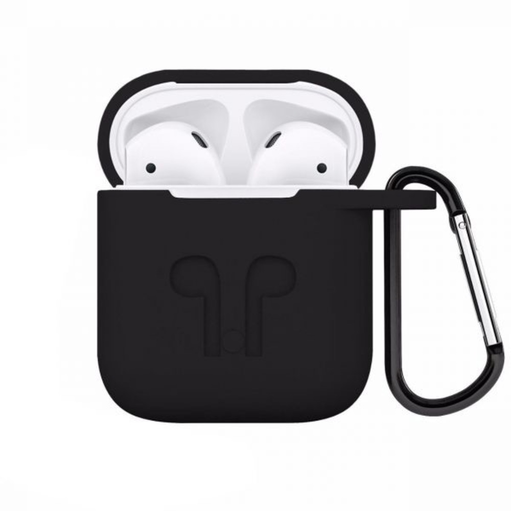 🌸Black silicone AirPod case with ring holder